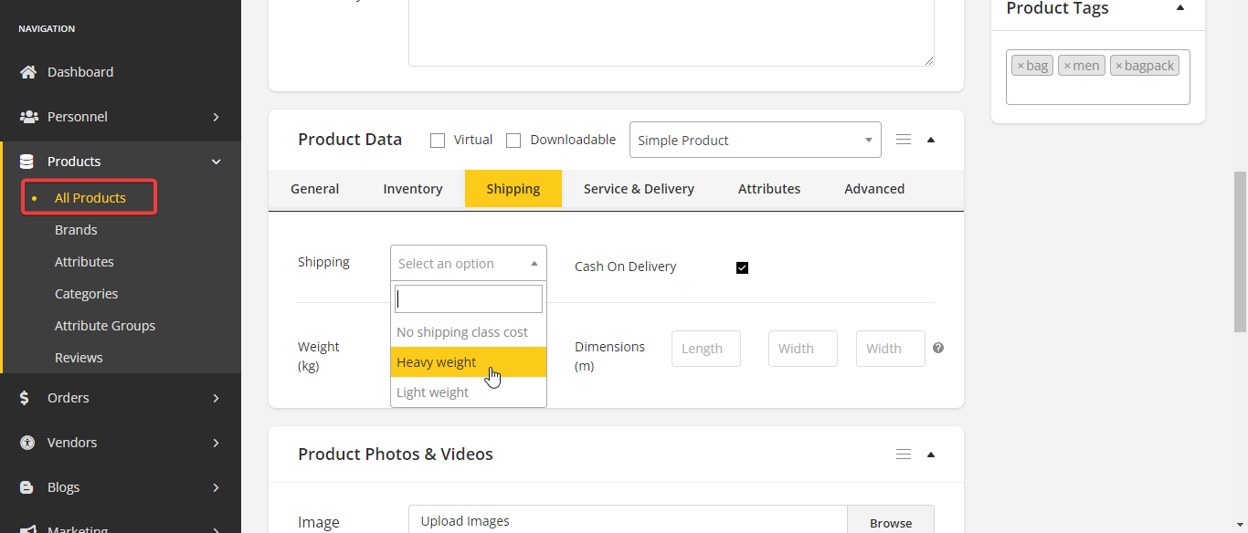 User tab of User exporting