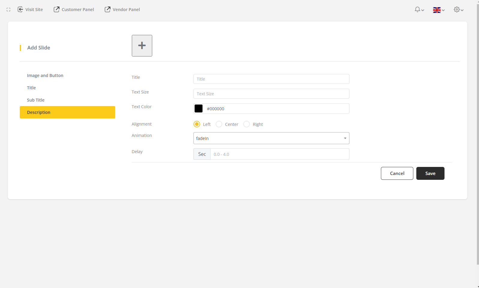 User tab of User exporting