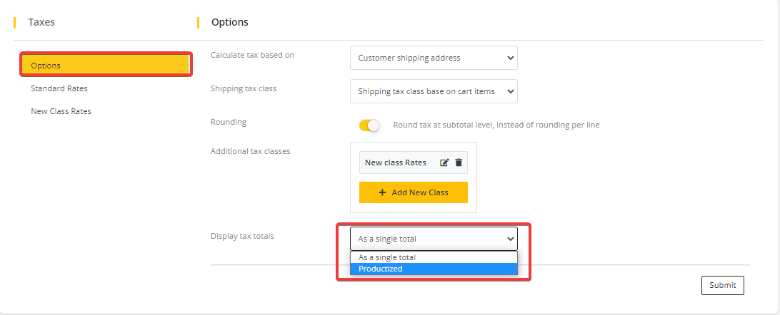 User tab of User exporting