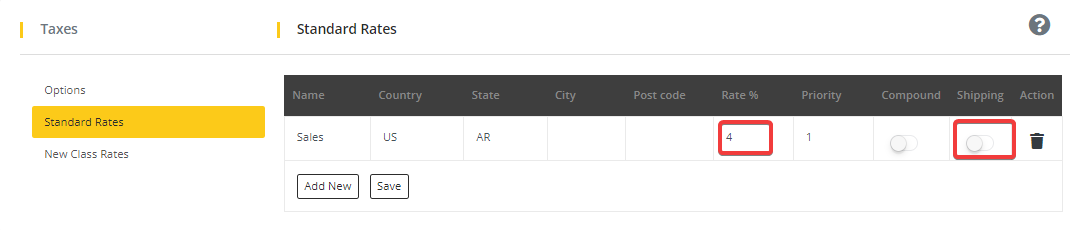 User tab of User exporting