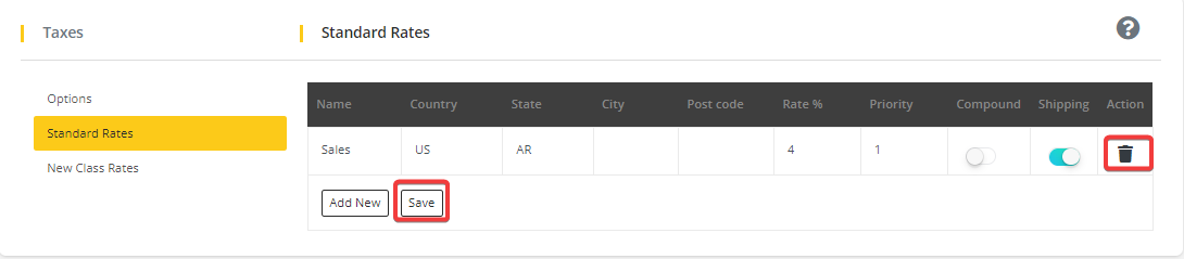 User tab of User exporting