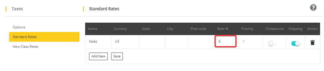 User tab of User exporting