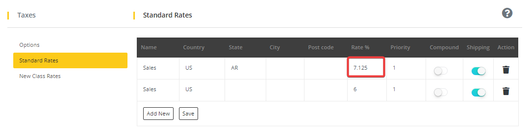 User tab of User exporting