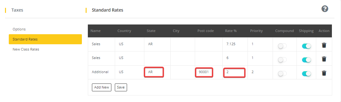 User tab of User exporting