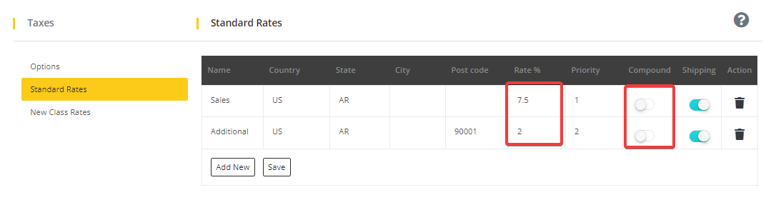 User tab of User exporting