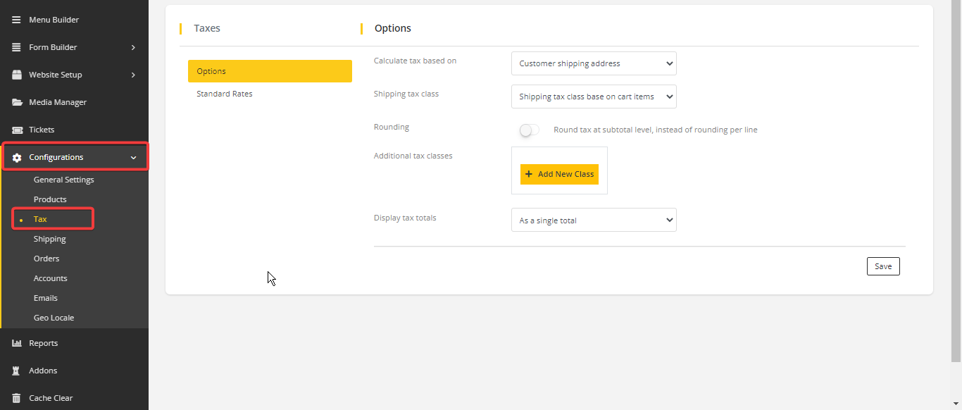 User tab of User exporting