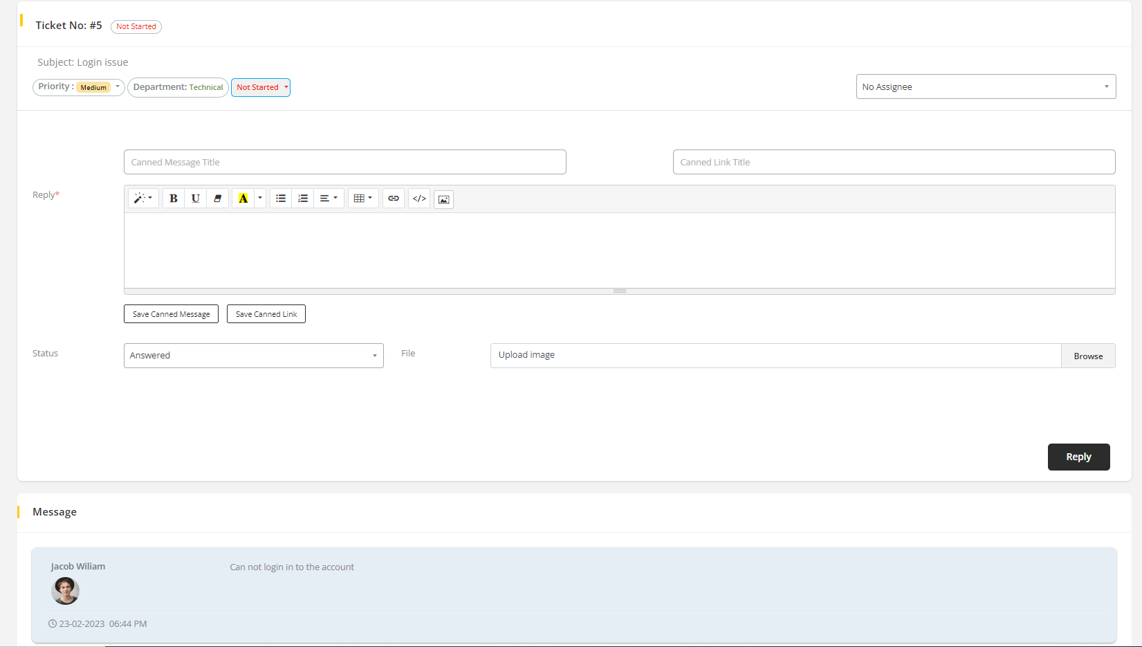 User tab of User exporting