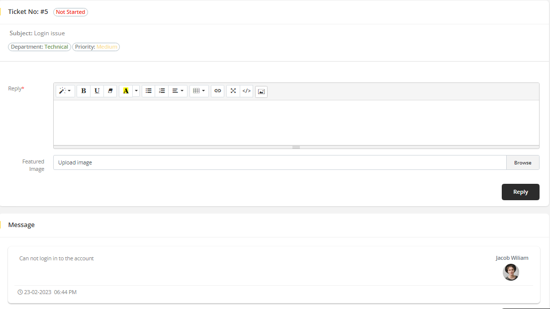User tab of User exporting