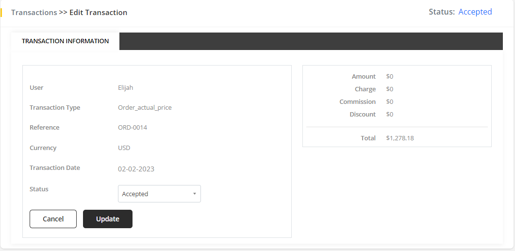 User tab of User exporting