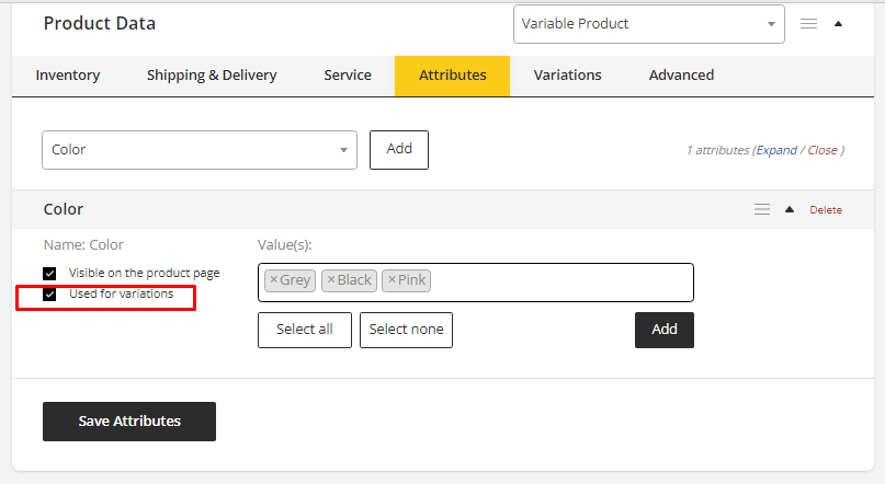 User tab of User exporting