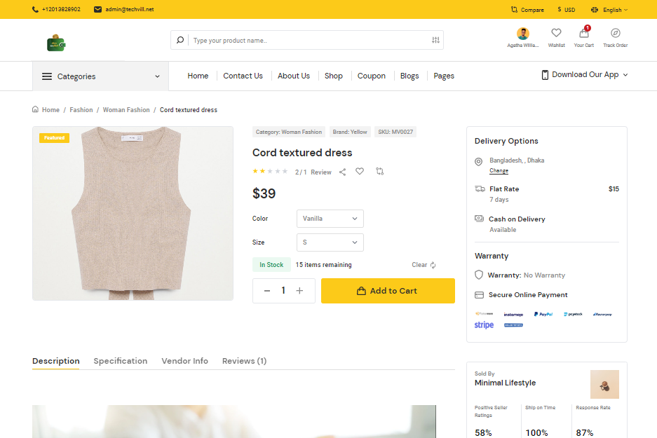 User tab of User exporting