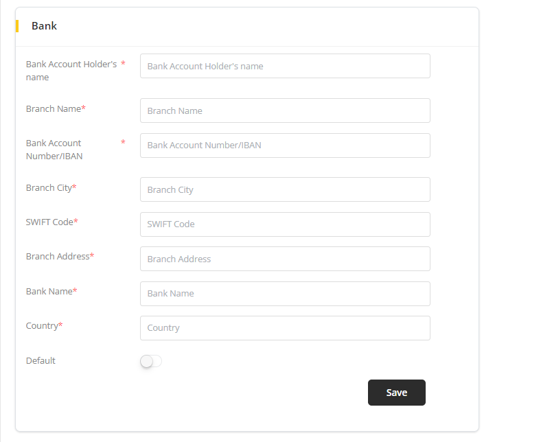 User tab of User exporting
